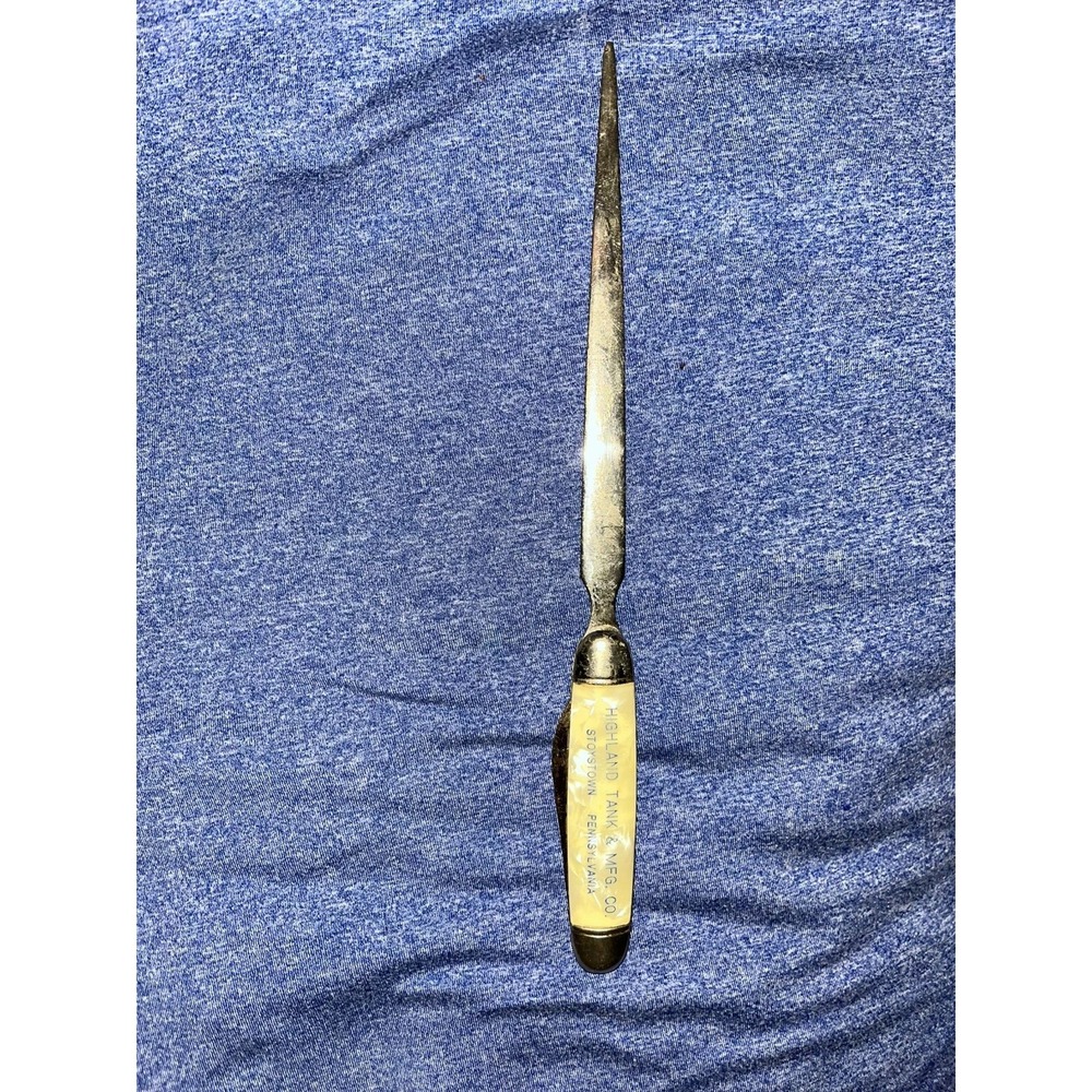 VTG Rare Highland Tank & MFG Co Mail Letter Opener With Pearl Handled Knife